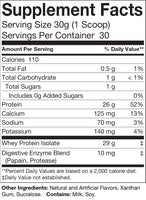 Vanilla Whey Isolate Protein Ingredients list